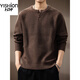 YISHion high-end American retro Henry collar men's sweater autumn new trendy brand loose lazy style casual sweater for men MY5078 Brown S