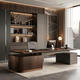 Italian minimalist solid wood boss desk office desk and chairs black walnut executive desk high-end chairman desk can be customized and the size can be customized (contact customer service)