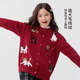 Zuoxi Girls Sweater Cardigan Autumn and Winter Children's 2025 New Big Girl Red Knitted Jacket Red 160