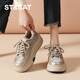 Saturday thick-soled sneakers for women, fashionable plus velvet platform shoes, soft soles, versatile, heightening and warm sports casual shoes, champagne color 38