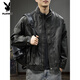 Playboy autumn and winter 2025 new handsome PU leather jacket men's autumn stand-up collar loose American top pilot leather jacket black gray plus velvet L suitable weight 130-145Jin Jin equals 0.5 kg