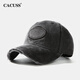 CACUSS Denim Broken Baseball Hat Women's Summer Versatile Broken Fashionable Peaked Hat Men's Large Head Visor Black One Size Adjustable (657-59CM)