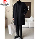 Pierre Cardin autumn and winter 2026 new men's mid-length woolen windbreaker trendy stand-up collar mature and stable woolen coat jacket black regular M