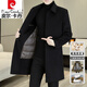 Pierre Cardin Winter Woolen Coat Men's Lapel Long Woolen Windbreaker Double-sided Woolen Coat Men's 6807 Black Double-sided Woolen + Down Liner XL 180