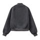 Madden gray thickened baseball jacket short woolen heavy woolen top autumn and winter large pocket women's jacket dark gray M (100-120Jin Jin is equal to 0.5 kg)