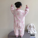 Baby coral velvet pajamas autumn and winter girls conjoined baby children's flannel sleeping bag thickened home clothes princess style off-white rabbit 100