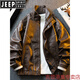 JEEP SPIRIT light luxury American retro aged oil wax motorcycle leather jacket men's autumn Ami khaki tough guy leather hunting jacket black 2XL (171-190Jin Jin equals 0.5 kg)