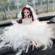 Yusenyi Goddess Car Ornaments Interior Car Decorations Feather Wedding Dress Princess Doll Gift Barbie Frost Princess White Feather Skirt