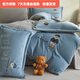 Mercury series 180 count high-end embroidered milk velvet bed four-piece set Class A baby velvet children's coral velvet quilt cover plus velvet Coco Bear - sea salt blue + light gray antistatic + thickened + no shedding 1.5m fitted sheet four-piece quilt cover 220*240 antistatic + thickened + no shedding