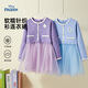 Disney Girls Elsa Princess Dress 2026 Autumn and Winter New Little Girl Fake Two-piece Spliced ​​Knitted Puff Dress