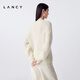 LANCY mohair silk 25 winter new relaxed cable knit sweater women's round neck off-shoulder sweater off-white 2XL