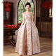 Meianjia new Chinese toasting dress bride's new red wedding engagement dress skirt women's winter long-sleeved winter wine red M
