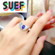 SUEF Tanzanite butterfly mother-of-pearl ring pendant clavicle chain earring set 925 silver gold-plated fashion tanzanite ring color