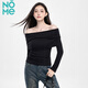 NOME long-sleeved women's spring and autumn new high-end black off-shoulder one-shoulder pure desire bottoming top black M