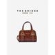 THE BRIDGE/Bridge handmade cowhide women's all-match handbag bowling bag berry red