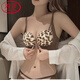 LangSha Sexy Leopard Print Seamless Front Button Underwear Women's Push Up Thickened Small Bra No Wire Ring Side Breast Reducing Bra Set Leopard Print Set 70A 32