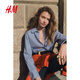 H&M women's shirt 2026 spring new cotton fashionable temperament simple poplin high intelligence shirt 1316432 blue/stripe S 160/88