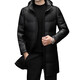 Fat Donglai Supermarket purchasing Haining leather jacket for men, first-layer sheepskin, hooded for young and middle-aged people, removable and thickened, same style, black (sheepskin + white duck down) L