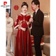 Pierre Cardin Cheongsam Toast Wear Bride 2025 New Red Engagement Wedding Dress Chinese Style Xiuhe Wedding Dress Long Sleeve Winter Burgundy 2XL