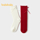 Balabala Children's Socks Spring and Autumn Women's Cotton Socks Mid-Tube Socks Sweet Bow Knot Two Pairs Same Style in the Shopping Mall