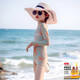 Big Tuan Xiaoyuan children's swimsuit girls summer 2025 new girls long-sleeved swimsuit medium and large children's sun protection quick-drying one-piece swimsuit orange swimsuit 120cm