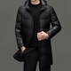Fat Donglai Supermarket purchasing Haining leather jacket for men, first-layer sheepskin, hooded for young and middle-aged people, removable and thickened, same style, black (sheepskin + white duck down) L