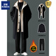 ROMON fake two-piece black woolen coat, men's mid-length hooded windbreaker, a complete set for winter, black single coat M (95-115Jin Jin equals 0.5kg)