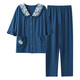 
Banxinle pajamas (Banxinle) women's summer quarter-sleeved trousers mother summer pure cotton thin middle-aged plus size cardigan home clothing set YDL-9905# Women's L/165