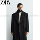 ZARA2025 new winter style men's blended loose double-breasted long coat 5854306 800 official authentic black S (175/92A)