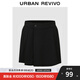 UR autumn new women's fashionable commuting pleated loose shorts UWU640051 black M