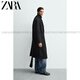 ZARA2025 new winter style men's blended loose double-breasted long coat 5854306 800 official authentic black S (175/92A)