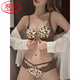 LangSha Sexy Leopard Print Seamless Front Button Underwear Women's Push Up Thickened Small Bra No Wire Ring Side Breast Reducing Bra Set Leopard Print Set 70A 32