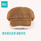 Wanding suede octagonal hat for women in autumn and winter retro British style buckle duck beret newsboy painter hat dark brown one size