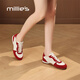 Millies Genuine Leather Soft Sole Virtue Shoes Women's Fashion Zodiac Year Red Casual Sports Shoes Versatile White Shoes Beige 34