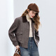 Betu Women's 2025 Winter New Short Jacket High-Quality Winter Barn Style Sheep Wool Jacket Women 2511T30 Mocha Color XS