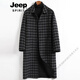 JEEP SPIRIT new double-sided woolen coat men's fashion trend plaid wool coat loose woolen windbreaker jacket winter black and gray plaid 2024 new color L