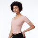 V-neck slim slimming yoga wear top for women professional Pilates short-sleeved T-shirt high elastic breathable sports fitness wear pink (YJY21-10-4) M