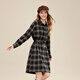 Betu women's 2025 winter new dress brushed plaid waist dress retro skirt women 2511T76 coffee plaid L