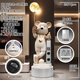 Jizhao violent bear ornaments large living room floor-standing Xiaoai audio TV cabinet next to the sofa high-end light luxury housewarming gift extra large brown + base (Xiaoai speaker + electronic clock) height 172cm