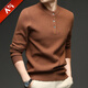 GOLDLION G+ autumn and winter thickened men's long-sleeved sweater sweater warm and comfortable bottoming shirt for young and middle-aged dads Cambridge Brown L 175