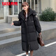 YAYA Extreme Cold Down Jacket Women's Long Over-the-Knee 2025 Winter New Fashion Casual Hooded Thickened Warm Jacket XB Black M (160)