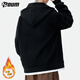 POUM fake two-piece velvet hooded sweatshirt men's winter thickened warm casual jacket HWY919 graphite black XL