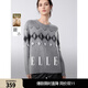 ELLE sheep wool mohair retro jacquard sweater for women 2025 winter new loose lazy sweater medium gray L