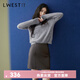L.WEST crew neck pullover women's 2025 winter new simple commuting 100% wool cable knit sweater gray S 85-100Jin Jin equals 0.5 kg