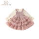 Fanhunting girl's dress winter style children's princess plus velvet suspender skirt baby girl's one-year-old dress winter pink/excluding accessories bag 100 cm