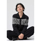 Xingshi WeTHEE 100 sheep wool medium thick Fair Isle cardigan sweater college style high collar multi-button women's sweater dark gray M