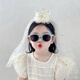 Bai Qixin's baby girl's birthday headdress is shiny and high-end, children's veil headband, cute crown hairpin, girl's veil hair accessories, apricot white veil sequined headband