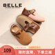 Belle Children's Shoes Girls' Birkenstock Shoes 1-3 Years Old Baby Shoes 25 Years Spring and Autumn New Single Shoes Leather Shoes Twilight Pink/Brown 24