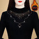 Diamond-encrusted half-turtleneck top for women, German velvet long-sleeved autumn and winter thickened middle-aged mother's wear bottoming shirt with velvet inside 8910 Black Yellow Bright Diamond 2XL Recommended 125-135 Jin Jin equals 0.5 kg