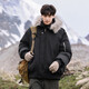 VUUG Outdoor Functional Wind Cotton Jacket Men's Solid Color Versatile Fur Collar Coldproof Korean Style Fashion Cotton Jacket Black S